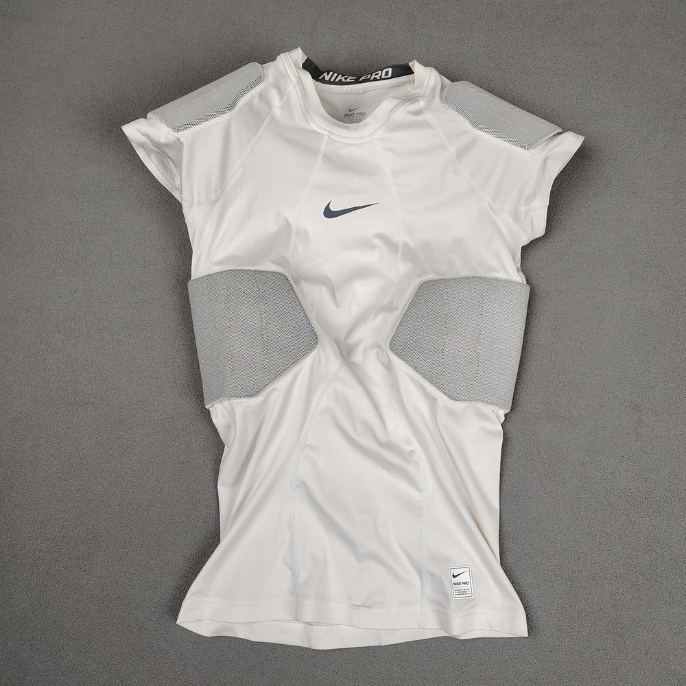 Nike White & Gray Compression Athletic Shirt with Padded Panels - Picture 4 of 8